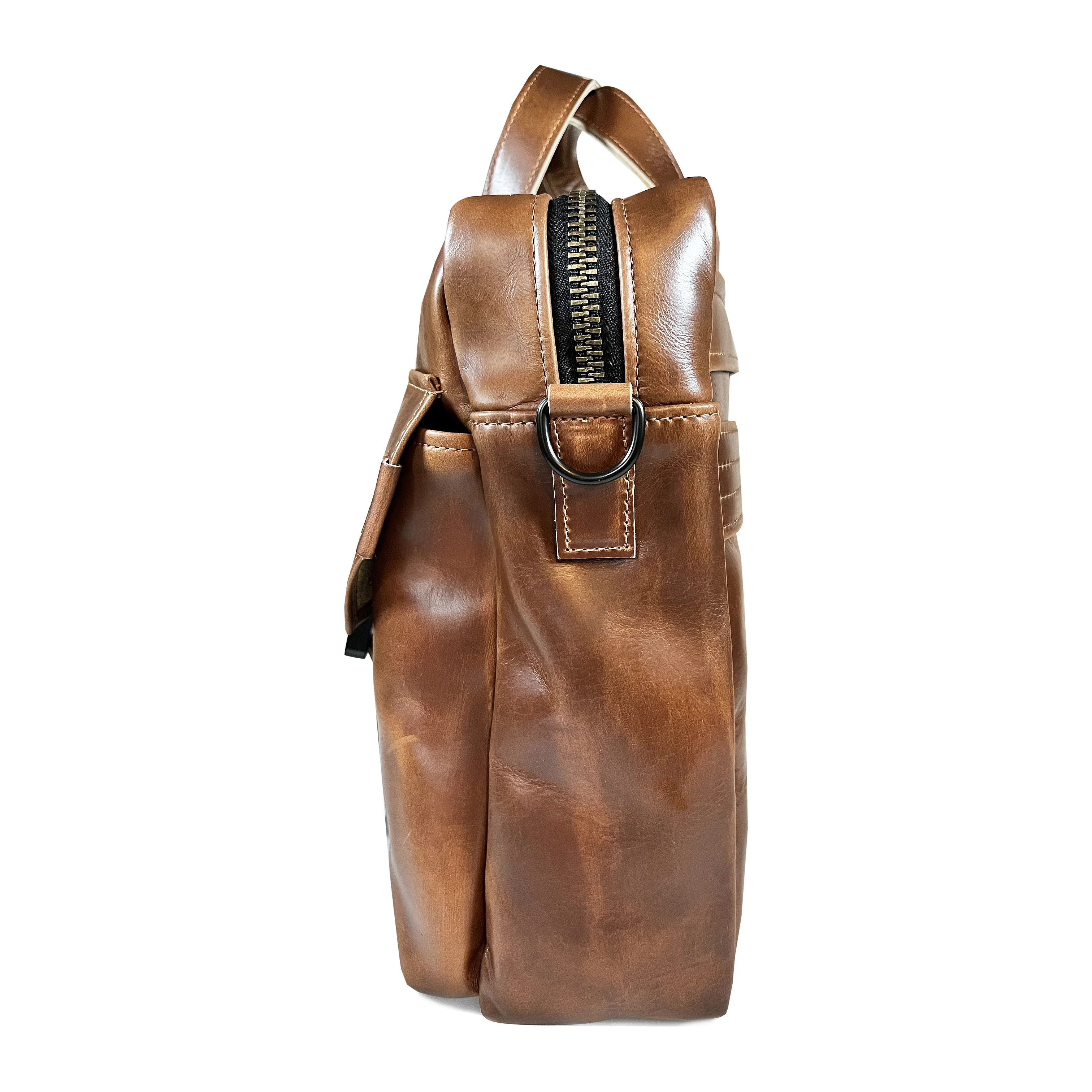 Defender Briefcase / Horween Whiskey Cavalier Leather Strap Limited Edition / TexWax™ Autumn Plaid Lining Bundle / Ships in 4-6 Weeks - Image 2