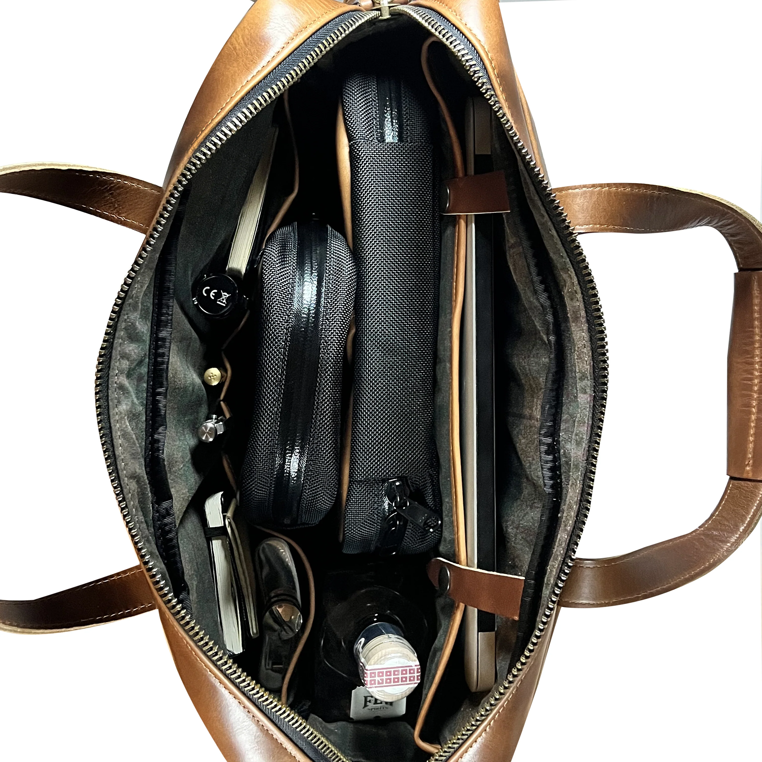 Defender Briefcase / Horween Whiskey Cavalier Leather Strap Limited Edition / TexWax™ Autumn Plaid Lining Bundle / Ships in 4-6 Weeks - Image 6
