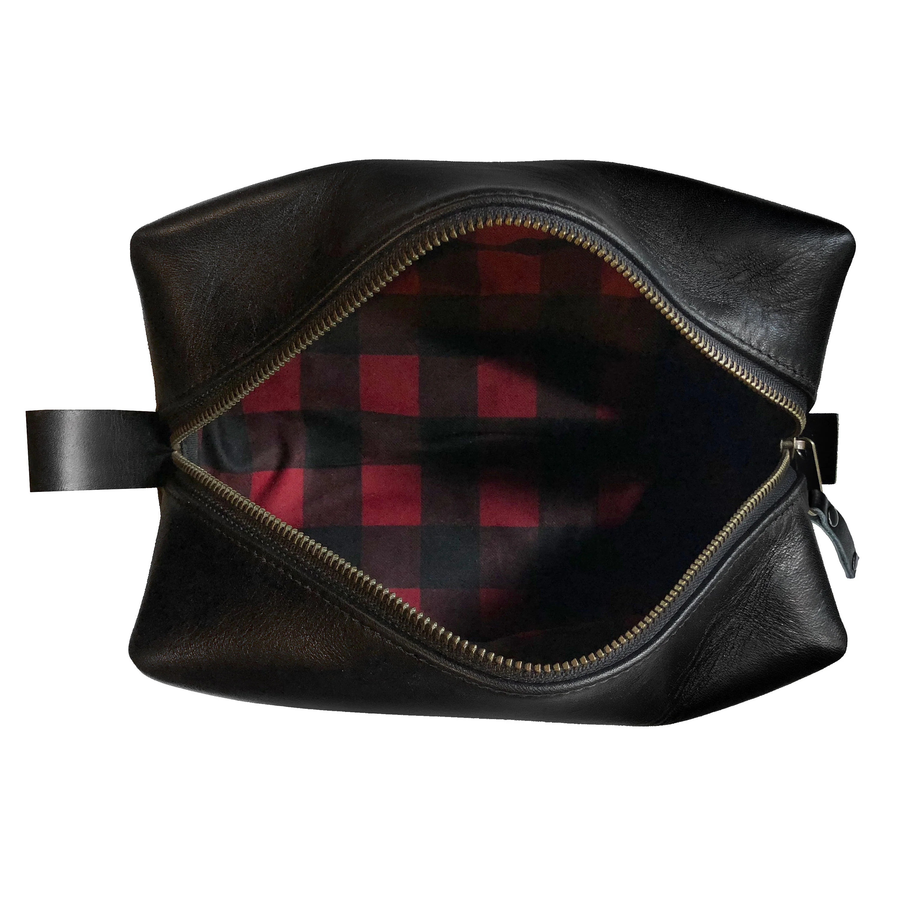 Dopp Kit / Horween Essex Rookery Leather x Buffalo Plaid Wax Canvas / Ships in 6-10 Weeks - Image 2
