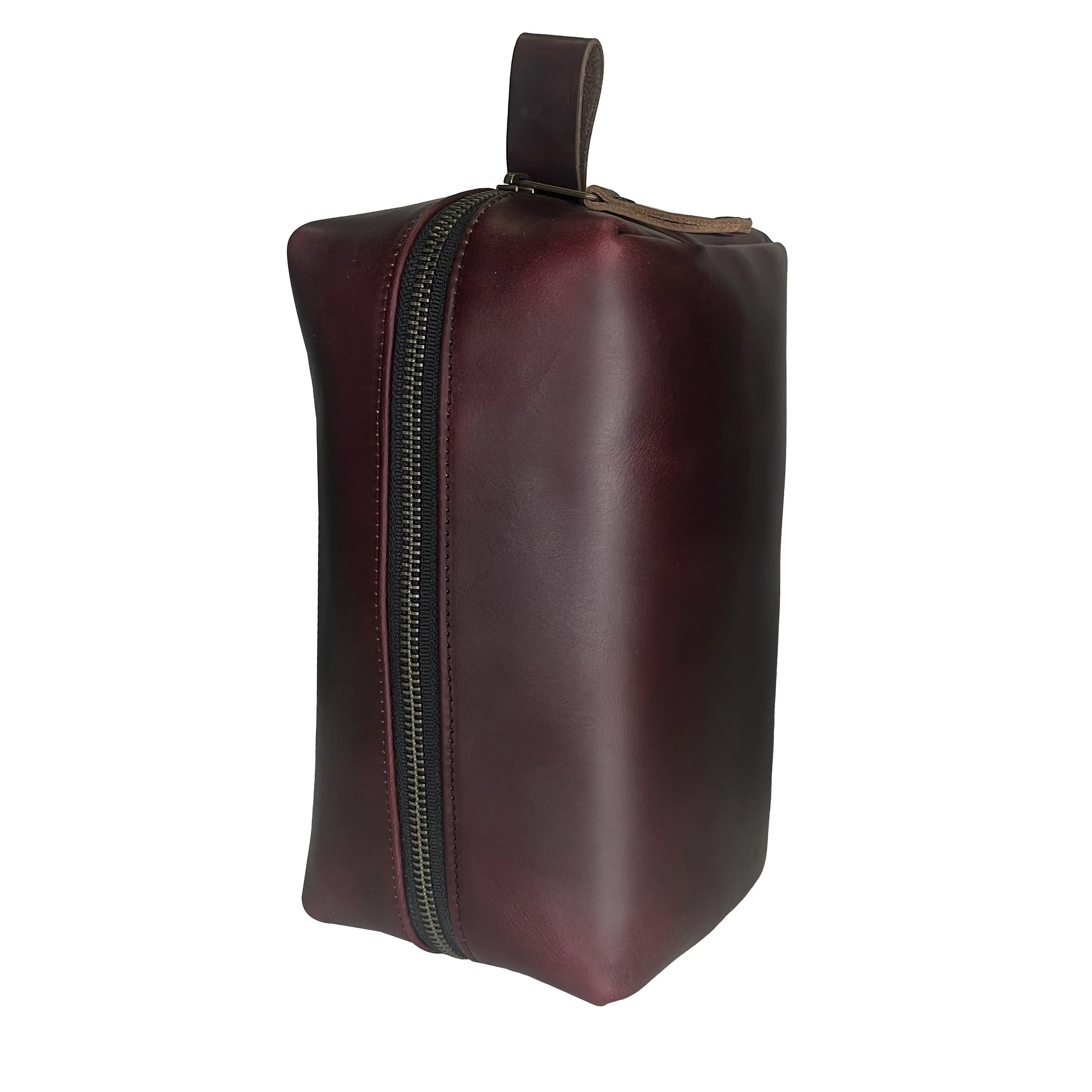 Dopp Kit / Horween Oxblood Chromexel® Leather x Japanese Train Conductor Denim / Ships in 6-10 Weeks