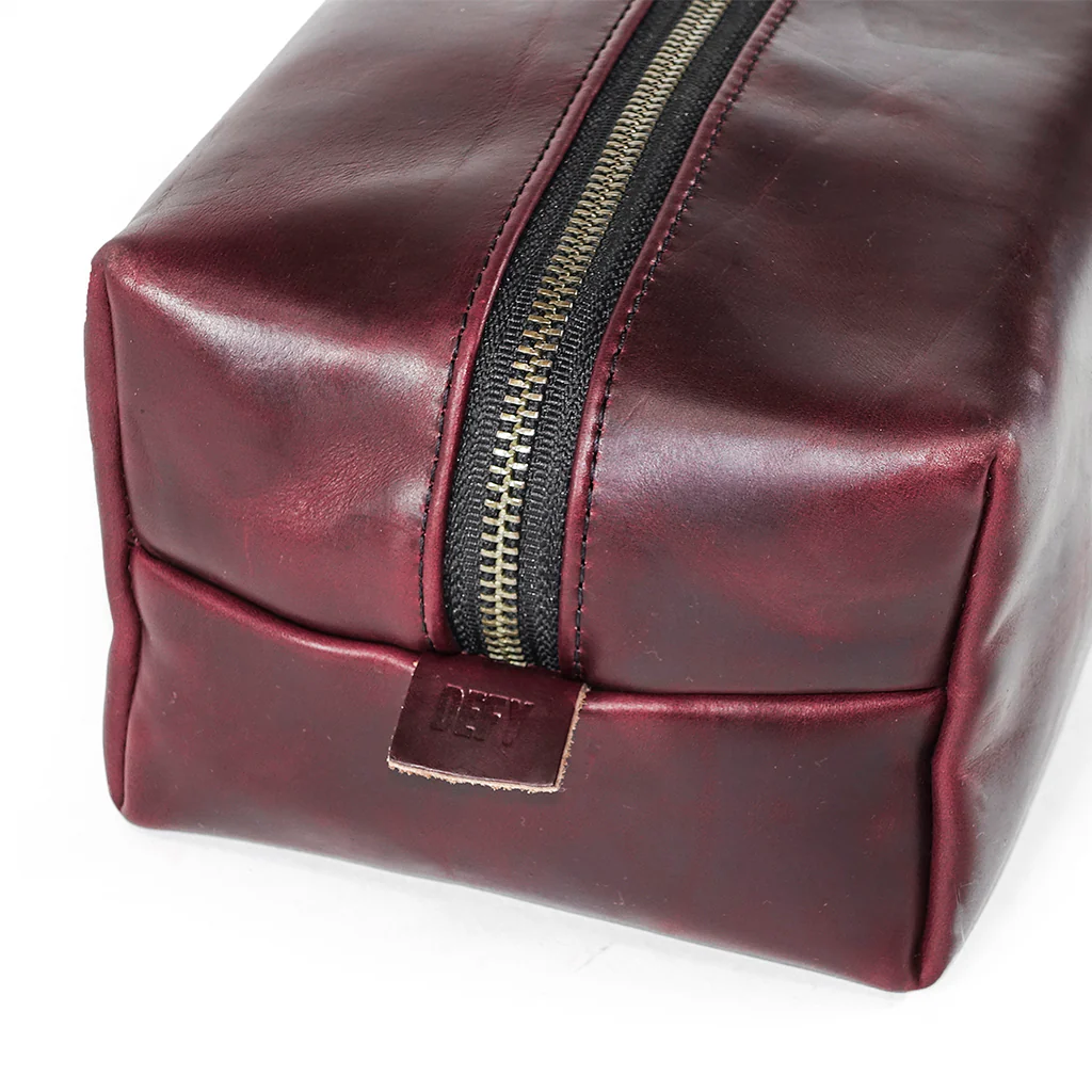 Dopp Kit / Horween Oxblood Chromexel® Leather x Japanese Train Conductor Denim / Ships in 6-10 Weeks - Image 5
