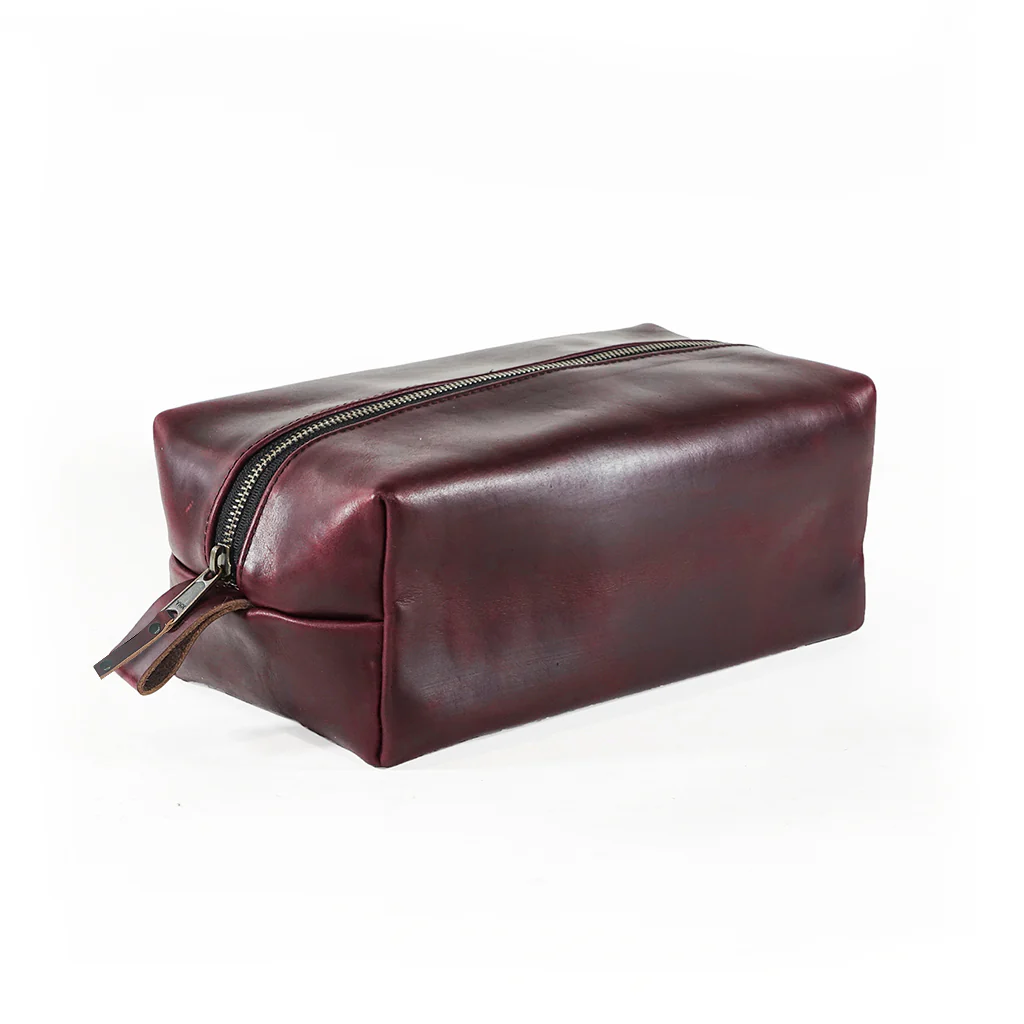Dopp Kit / Horween Oxblood Chromexel® Leather x Japanese Train Conductor Denim / Ships in 6-10 Weeks - Image 6