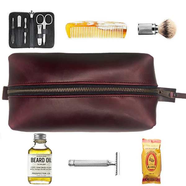 Dopp Kit / Horween Oxblood Chromexel® Leather x Japanese Train Conductor Denim / Ships in 6-10 Weeks - Image 9