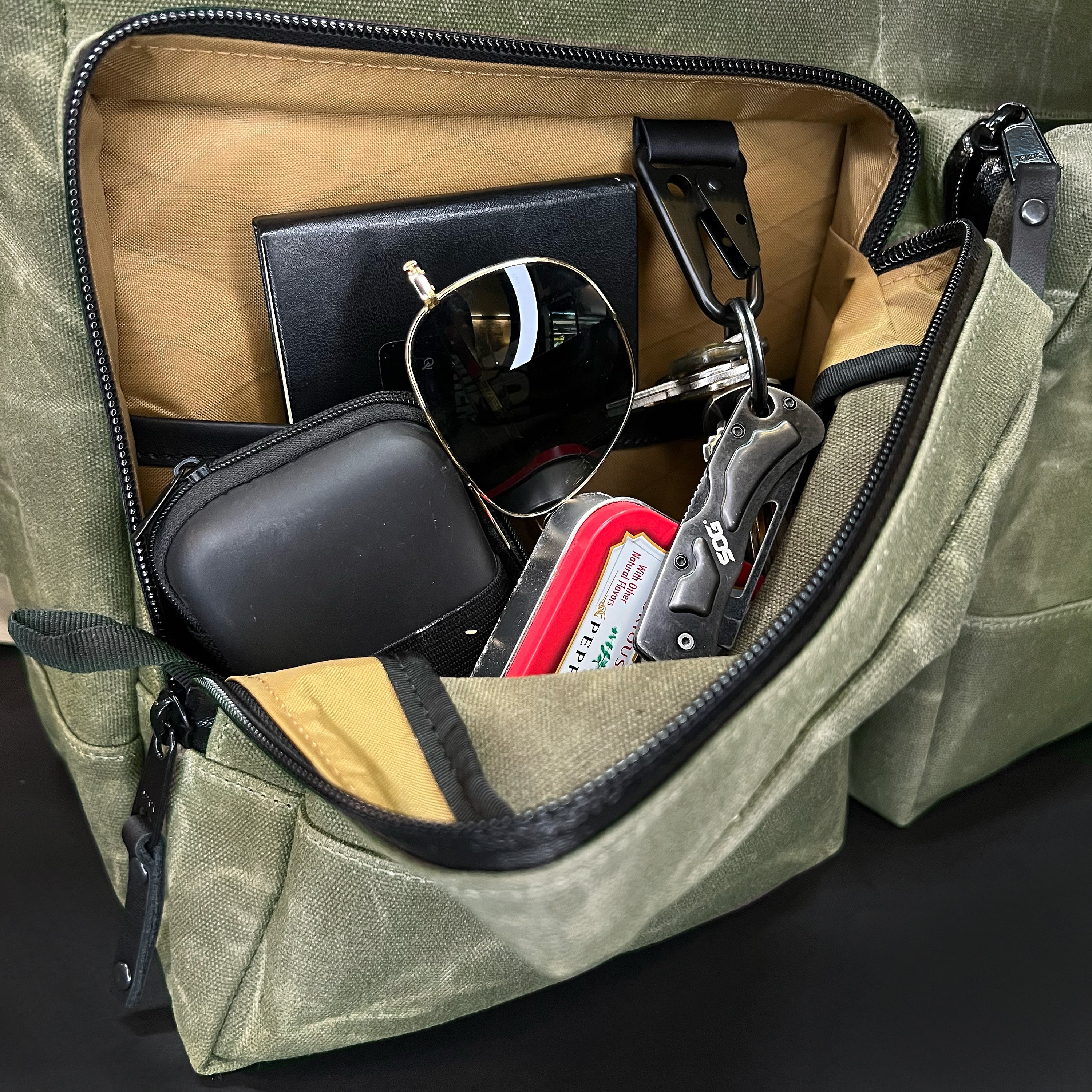 Epic 48 Hour Briefcase / Military Tent Inspired OD Wax Canvas x Coyote X-Pac™ Edition / Ships in 3-5 Weeks - Image 3